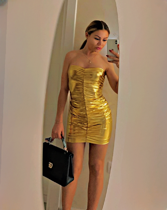 Рокля “Gold” с набор и подлата -  от Arel Fashion Store - само 117.79 лв! Пазарувайте сега на Arel Fashion Store